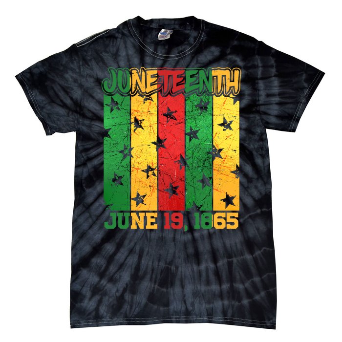 Juneteenth June 19 1865 Traditional Red Gold Green  Tie-Dye T-Shirt