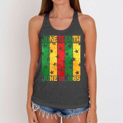 Juneteenth June 19 1865 Traditional Red Gold Green  Women's Knotted Racerback Tank