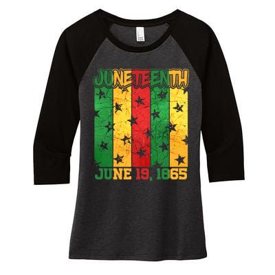 Juneteenth June 19 1865 Traditional Red Gold Green  Women's Tri-Blend 3/4-Sleeve Raglan Shirt