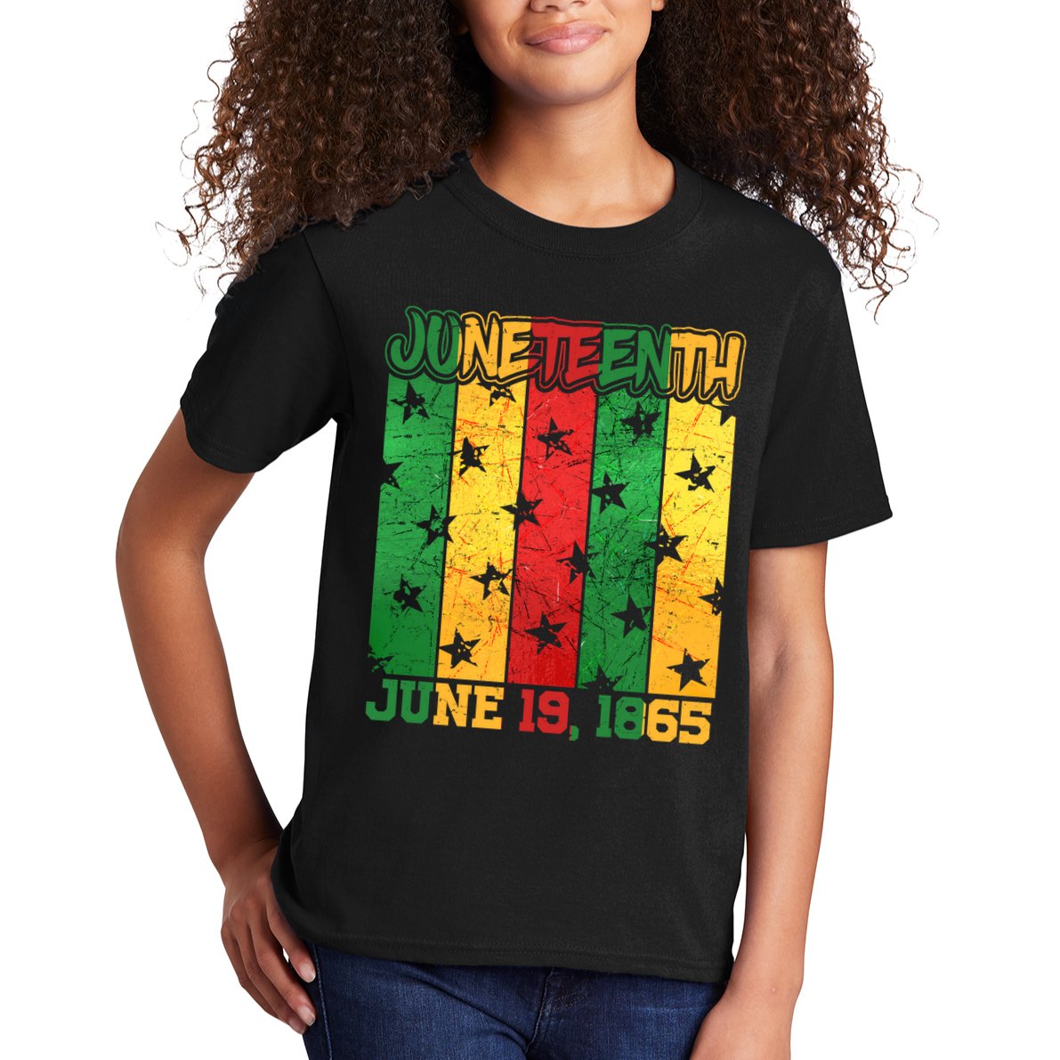 Juneteenth June 19 1865 Traditional Red Gold Green  Kids T-Shirt
