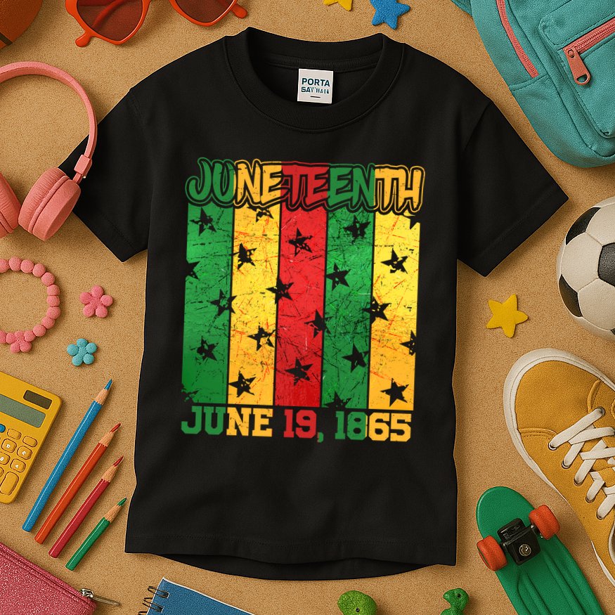 Juneteenth June 19 1865 Traditional Red Gold Green  Kids T-Shirt