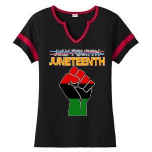 Juneteenth June 19th Traditional Colors Ladies Halftime Notch Neck Tee