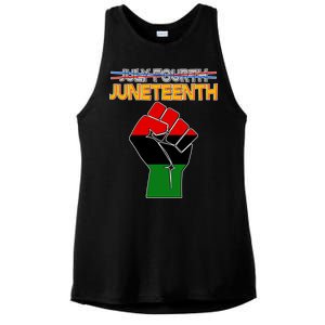 Juneteenth June 19th Traditional Colors Ladies PosiCharge Tri-Blend Wicking Tank