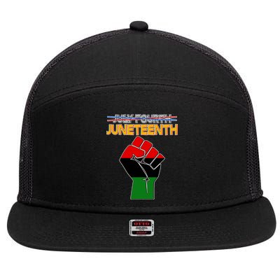 Juneteenth June 19th Traditional Colors 7 Panel Mesh Trucker Snapback Hat