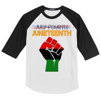 Juneteenth June 19th Traditional Colors Kids Colorblock Raglan Jersey