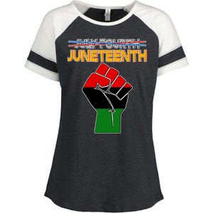 Juneteenth June 19th Traditional Colors Enza Ladies Jersey Colorblock Tee