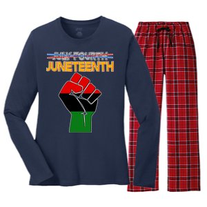 Juneteenth June 19th Traditional Colors Women's Long Sleeve Flannel Pajama Set 