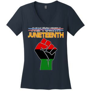 Juneteenth June 19th Traditional Colors Women's V-Neck T-Shirt