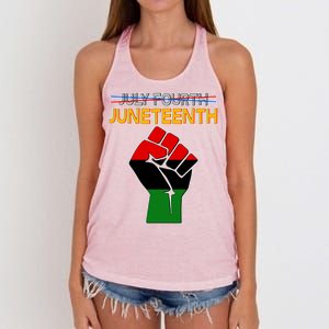 Juneteenth June 19th Traditional Colors Women's Knotted Racerback Tank