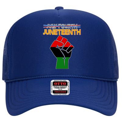 Juneteenth June 19th Traditional Colors High Crown Mesh Back Trucker Hat