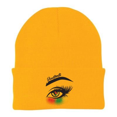 Juneteenth Red Gold Green Eyelashes  Knit Cap Winter Beanie