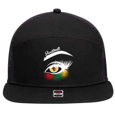 Juneteenth Red Gold Green Eyelashes  7 Panel Mesh Trucker Snapback Hat