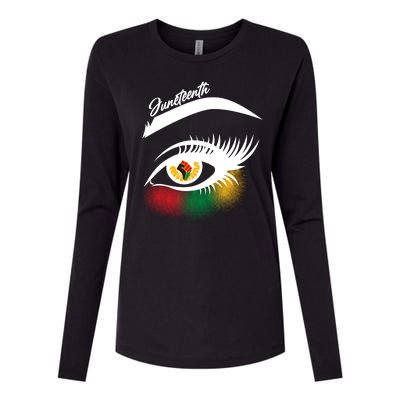 Juneteenth Red Gold Green Eyelashes  Womens Cotton Relaxed Long Sleeve T-Shirt