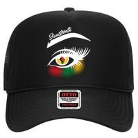 Juneteenth Red Gold Green Eyelashes  High Crown Mesh Back Trucker Hat