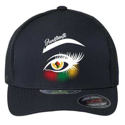 Juneteenth Red Gold Green Eyelashes  Flexfit Unipanel Trucker Cap