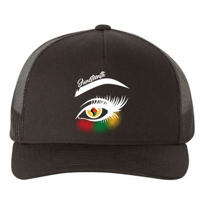 Juneteenth Red Gold Green Eyelashes  Yupoong Adult 5-Panel Trucker Hat