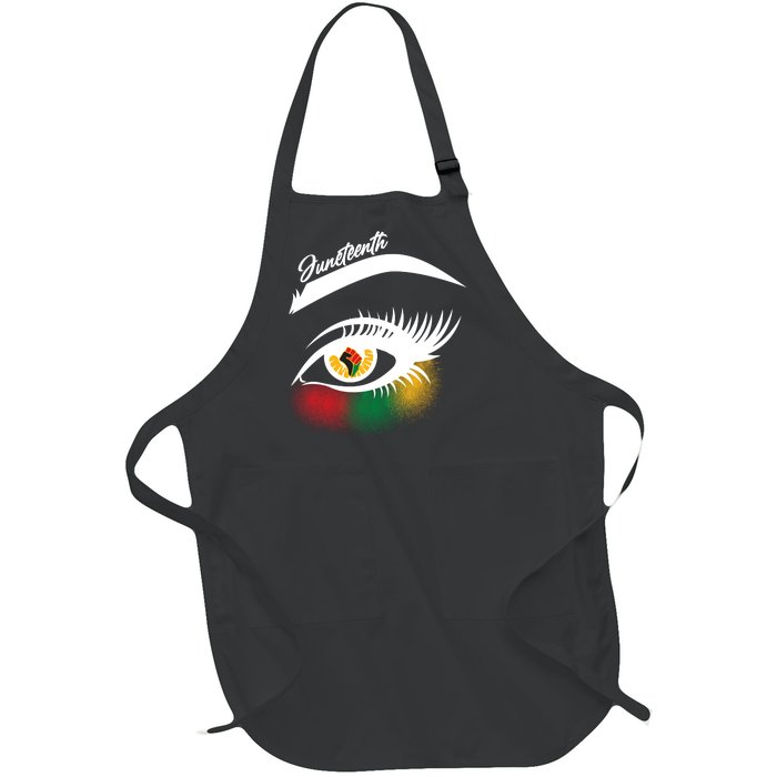 Juneteenth Red Gold Green Eyelashes  Full-Length Apron With Pockets