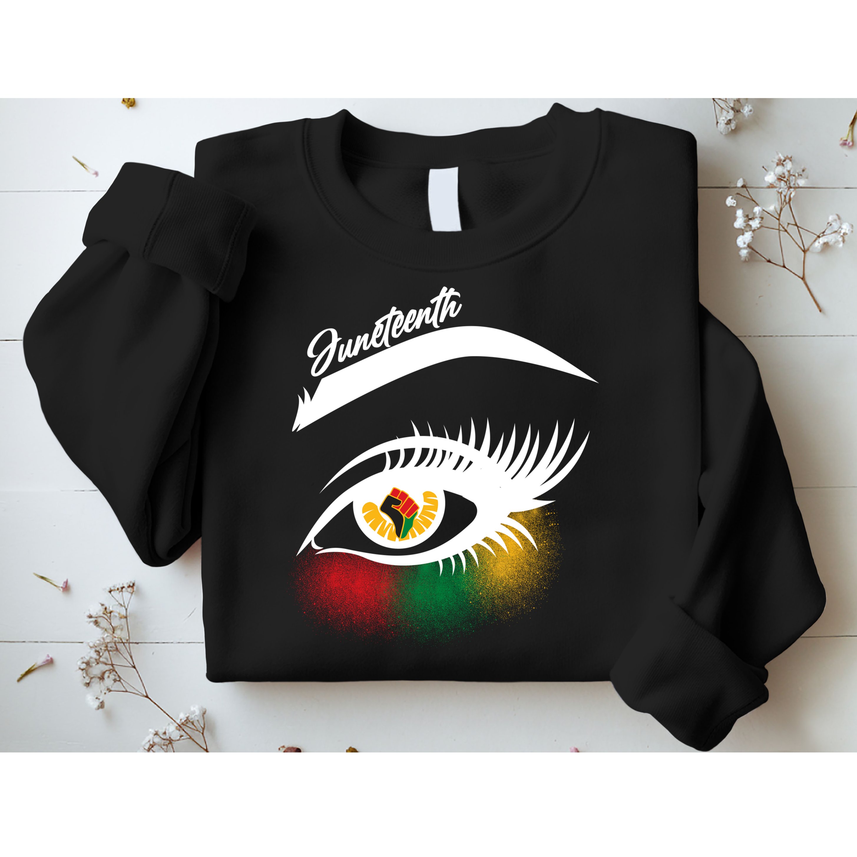 Juneteenth Red Gold Green Eyelashes  Sweatshirt