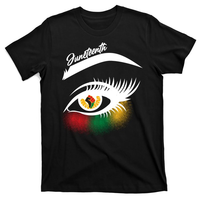 Juneteenth Red Gold Green Eyelashes  T-Shirt