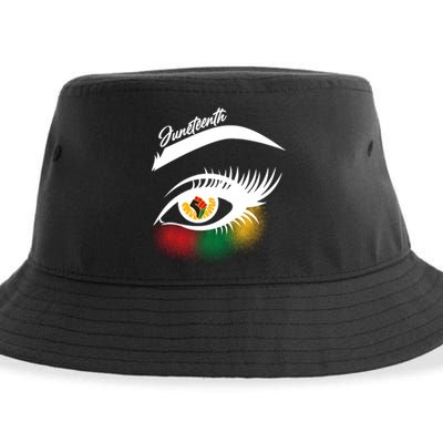 Juneteenth Red Gold Green Eyelashes  Sustainable Bucket Hat