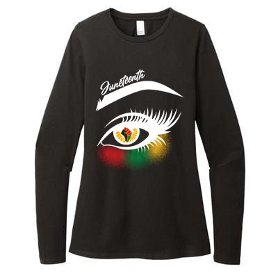 Juneteenth Red Gold Green Eyelashes  Womens CVC Long Sleeve Shirt