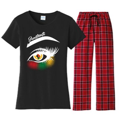 Juneteenth Red Gold Green Eyelashes  Women's Flannel Pajama Set