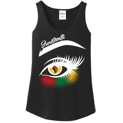 Juneteenth Red Gold Green Eyelashes  Ladies Essential Tank