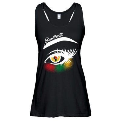 Juneteenth Red Gold Green Eyelashes  Ladies Essential Flowy Tank