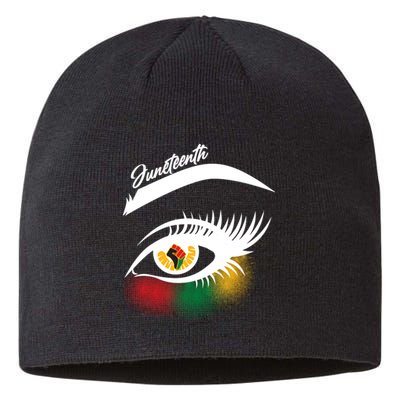 Juneteenth Red Gold Green Eyelashes  Sustainable Beanie