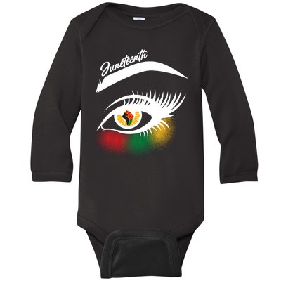 Juneteenth Red Gold Green Eyelashes  Baby Long Sleeve Bodysuit