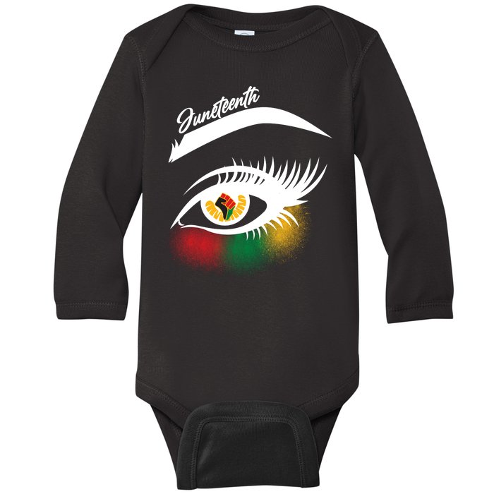 Juneteenth Red Gold Green Eyelashes  Baby Long Sleeve Bodysuit