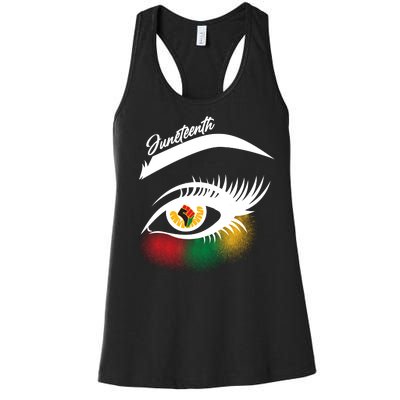 Juneteenth Red Gold Green Eyelashes  Women's Racerback Tank