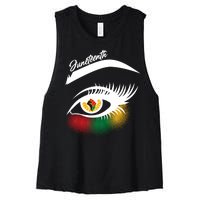 Juneteenth Red Gold Green Eyelashes  Women's Racerback Cropped Tank