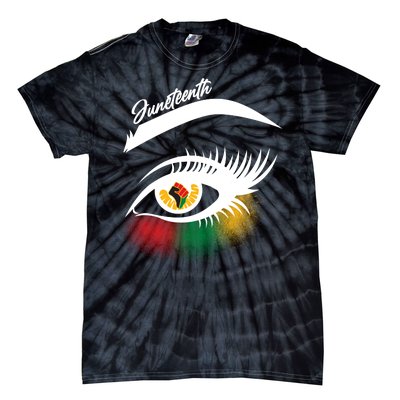 Juneteenth Red Gold Green Eyelashes  Tie-Dye T-Shirt