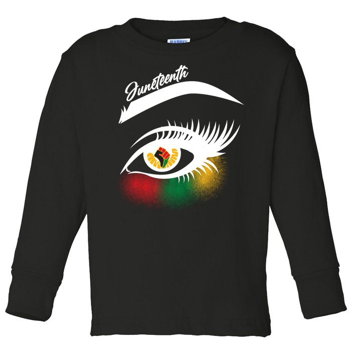 Juneteenth Red Gold Green Eyelashes  Toddler Long Sleeve Shirt