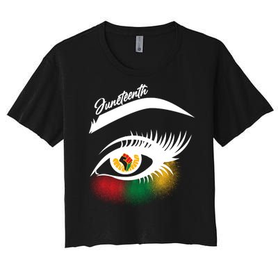 Juneteenth Red Gold Green Eyelashes  Women's Crop Top Tee