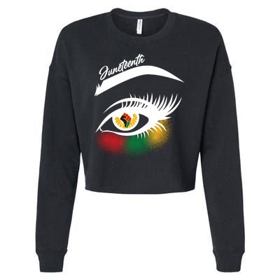 Juneteenth Red Gold Green Eyelashes  Cropped Pullover Crew