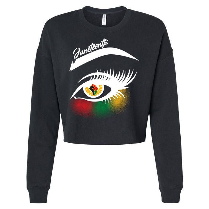 Juneteenth Red Gold Green Eyelashes  Cropped Pullover Crew