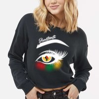 Juneteenth Red Gold Green Eyelashes  Cropped Pullover Crew