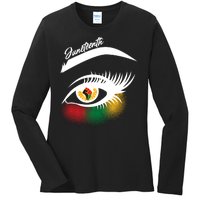 Juneteenth Red Gold Green Eyelashes  Ladies Long Sleeve Shirt