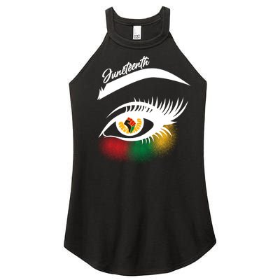 Juneteenth Red Gold Green Eyelashes  Women's Perfect Tri Rocker Tank