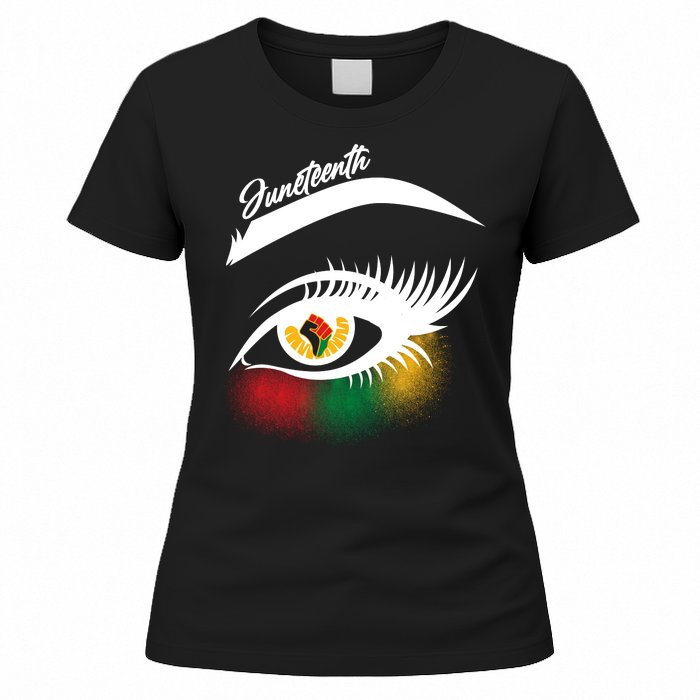 Juneteenth Red Gold Green Eyelashes  Women's T-Shirt