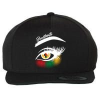 Juneteenth Red Gold Green Eyelashes  Wool Snapback Cap