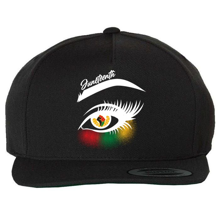 Juneteenth Red Gold Green Eyelashes  Wool Snapback Cap