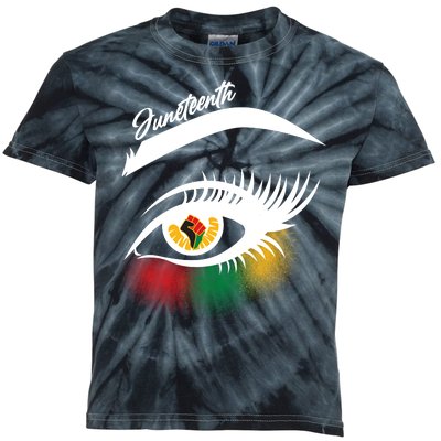 Juneteenth Red Gold Green Eyelashes  Kids Tie-Dye T-Shirt