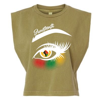 Juneteenth Red Gold Green Eyelashes  Garment-Dyed Women's Muscle Tee