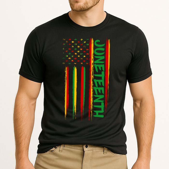 Juneteenth Red Gold Green USA Flag Cooling Performance Crew T-Shirt