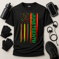Juneteenth Red Gold Green USA Flag Cooling Performance Crew T-Shirt