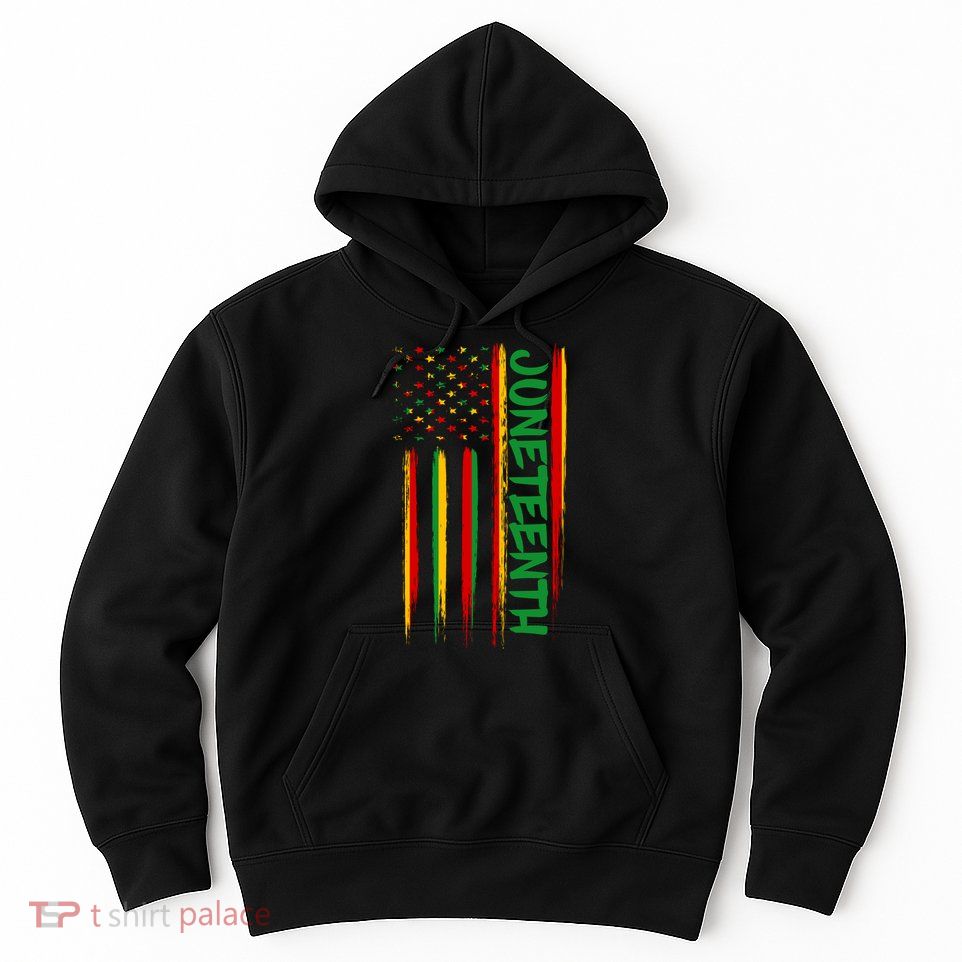 Juneteenth Red Gold Green USA Flag Hoodie