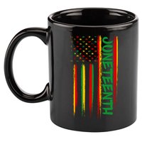 Juneteenth Red Gold Green USA Flag 11oz C Handle Ceramic Mug